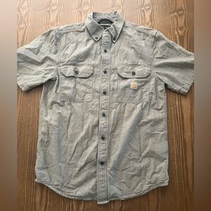 Carhartt Men's Short Sleeve Button-Down Shirt in Light brown size small